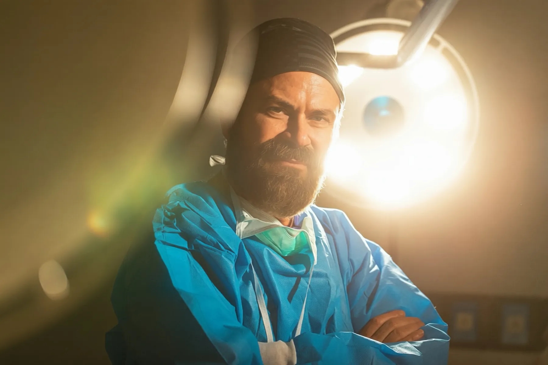 Dr. Robert Schwartz, plastic surgeon in Dallas, in surgical scrubs in the operating room